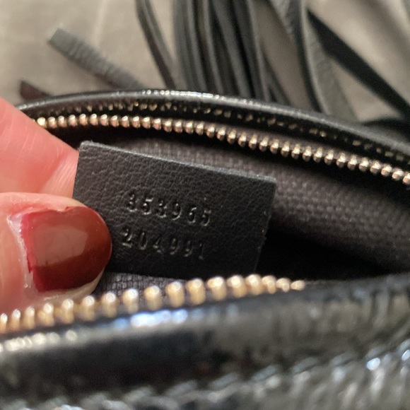 Gucci 💎 Black Patent Leather Soho Disco Tassle/Chain Shoulder Crossbody GUC - Picture 12 of 12